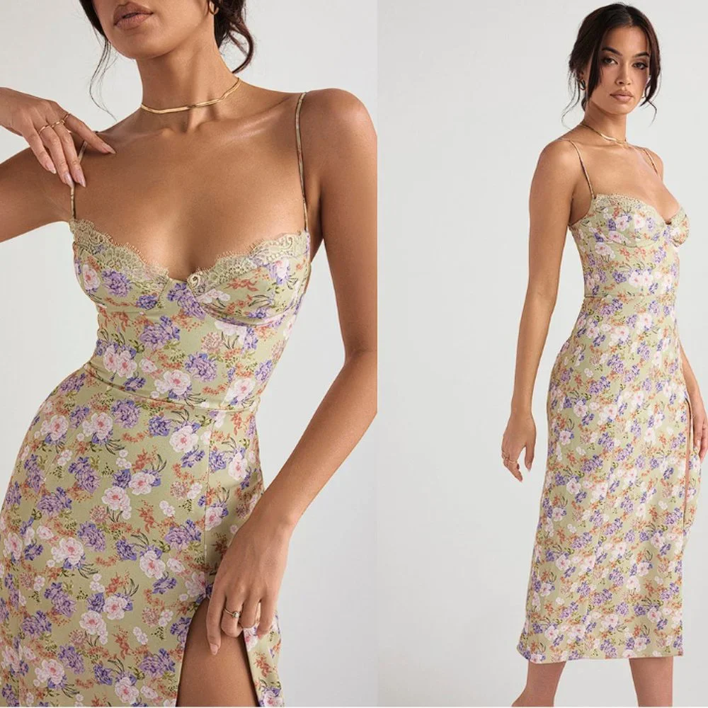 House of CB 'Charlotte' Peony Print Floral Midi Sundress NWOT - Picture 4 of 11